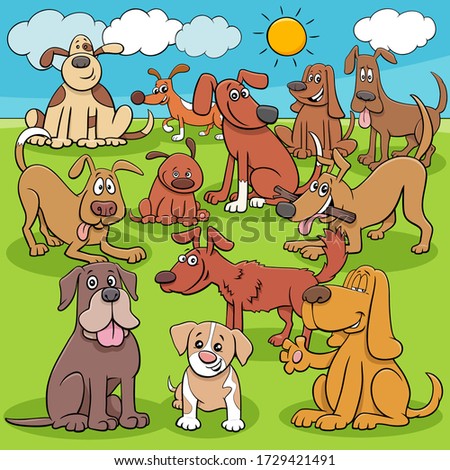 Cartoon Illustration of Dogs and Puppies Animal Characters Group