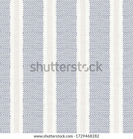Seamless french farmhouse stripe pattern. Provence blue white linen woven texture. Shabby chic style weave stitch background. Doodle line country kitchen decor wallpaper. Textile rustic all over print Royalty-Free Stock Photo #1729468282