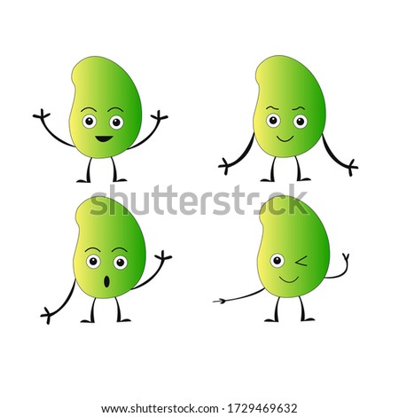 Illustration of mango fruit mascot character with various expressions