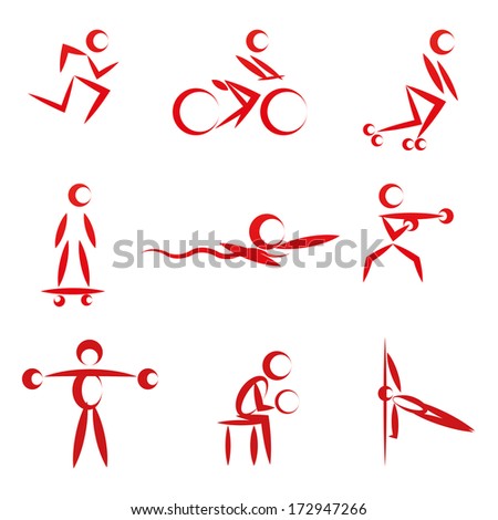 Vector Set Of Different Fitness Icons Isolated