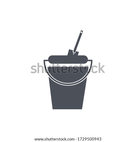 Vector baby bucket and sand shovel toy flat illustration