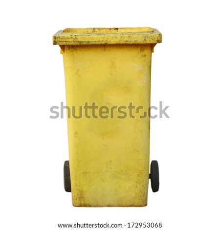 yellow recycle bin isolate