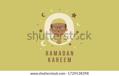 Ramadan Kareem Islamic Simple Glasses Moslem man Character Cute Vector Illustration 
