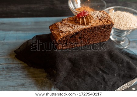 Bread, chocolate cake, coffee for a morning with a lot of happiness and enjoy with the people you love.