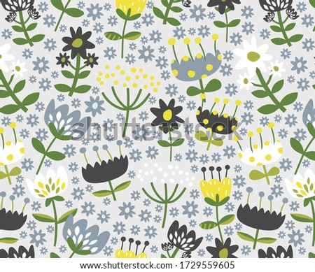 Flowers repeat pattern. Beautiful retro background. 
Elegant fabric on light background Surface pattern design.
