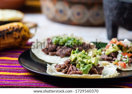 Tijuana grilled beef tacos, Mexican carne asada tacos