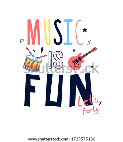 Hand drawn music elements. Music about doodle illustration. Vector illustration. Hand drawing slogans and icons vector.