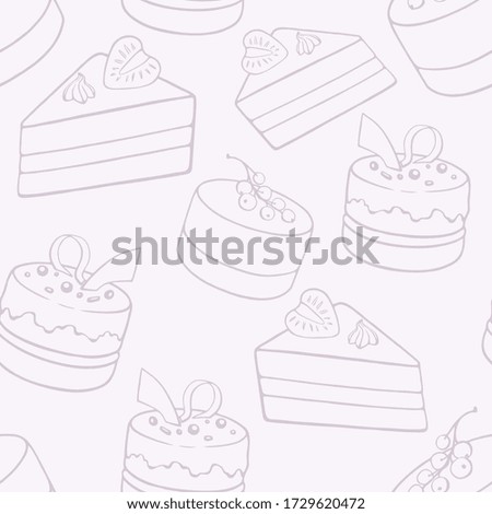 Seamless pattern with cakes.  Sweet deserts for your design. Pattern for fabric, textile, wallpaper, packaging