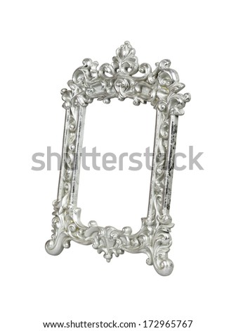 Silver vintage picture frame isolated on white.