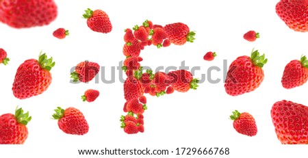 
background strawberries in the form of letters with white background