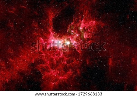 Red galaxy in deep space. Elements of this image were furnished by NASA.  Royalty-Free Stock Photo #1729668133