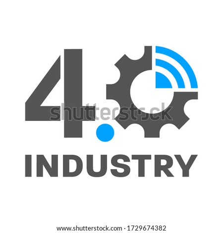 Industry 4.0 smart factory concept logo, gear and wireless - symbolize the industry 4.0. EPS 10 Royalty-Free Stock Photo #1729674382