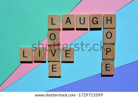 Live, Love, Laugh, Hope, crossword isolated on colorful background