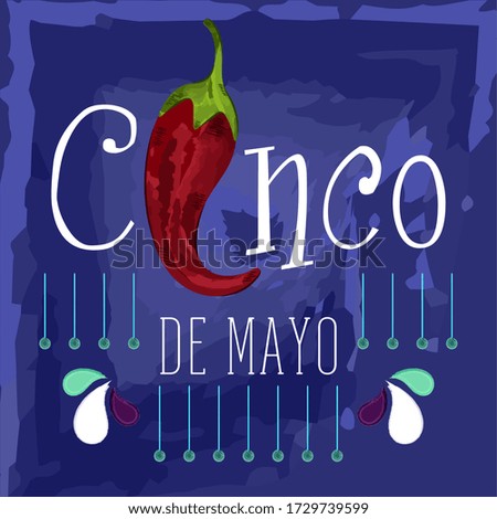 Cinco de mayo poster. Red chili pepper - Vector