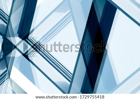 Windows. Reworked photo of glass wall or ceiling in metal frames. Abstract modern architecture background photo. Fragment of hi-tech office building with polygonal geometric structure.