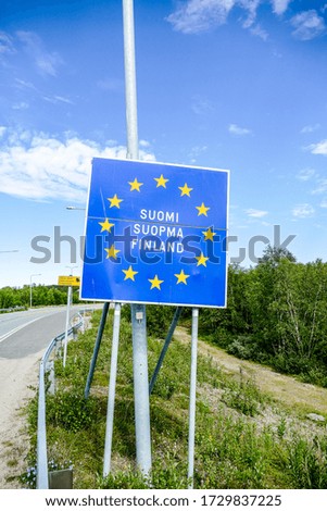 Finland Street Sign in Border between Sweden and Finland , taken in nordkapp, europe