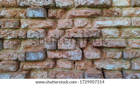 texture and background of old and red bricks wall