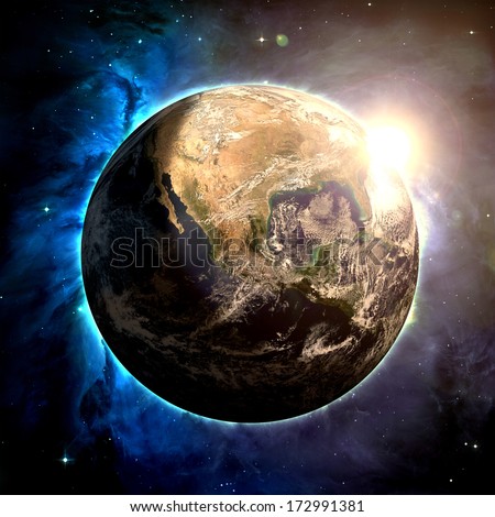 Earth and the Sun - Elements of this image furnished by NASA 