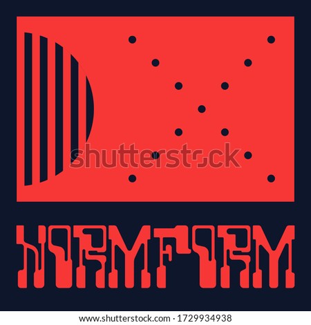 Postmodern graphic design of square size vector cover mockup created in modernism and minimalistic brutalism style, useful for poster art, magazine front page, decorative print, web banner artwork.