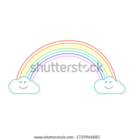 Rainbow with cloud isolate on white background.