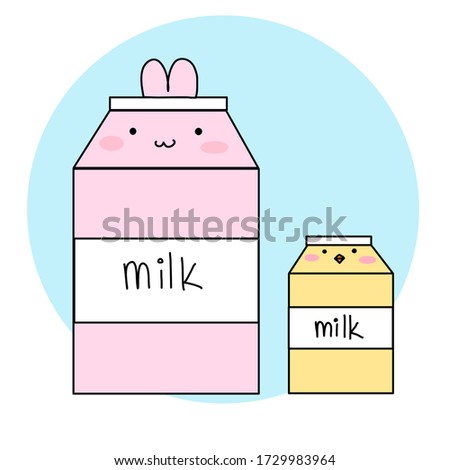 Bunny and chick with milk