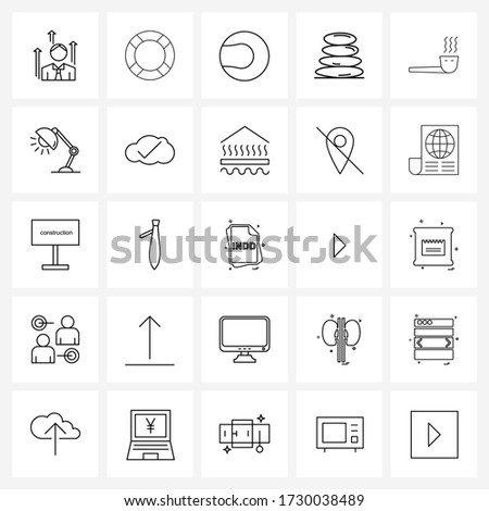 Modern Style Set of 25 line Pictograph Grid based India; cowboy; game; health; stone Vector Illustration