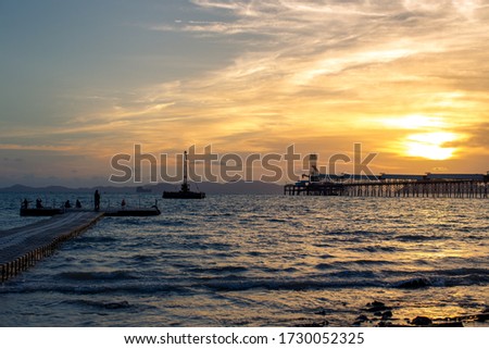 Blurry black shadow background, twilight evening by the sea, natural beauty during the day