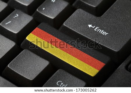 The German flag button on the keyboard. close-up