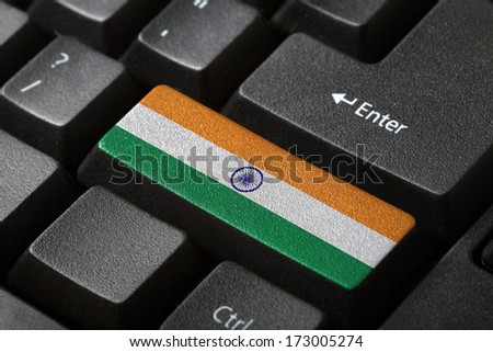 The Indian flag button on the keyboard. close-up