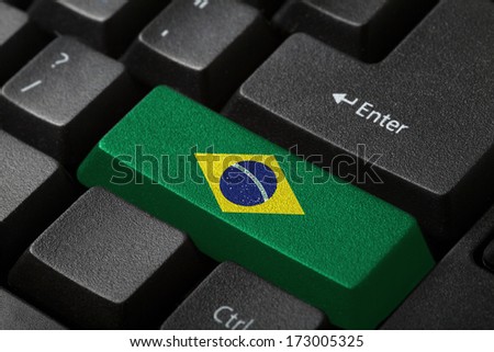 The Brazilian flag button on the keyboard. close-up Royalty-Free Stock Photo #173005325