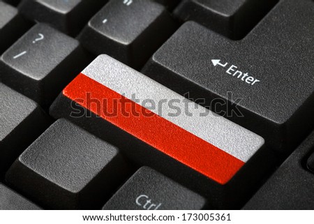 The Polish flag button on the keyboard. close-up Royalty-Free Stock Photo #173005361