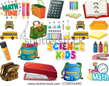 Set of school objects illustration