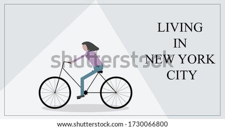 New York city people poster with girl riding a bike and big text