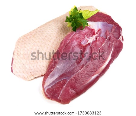 Raw Duck Breast isolated on white Background