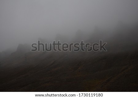 Mystic beautyful mountain structure misty fog pattern hillside hill spitzbergen svalbard nordic background picture high quality high definition best images arctic