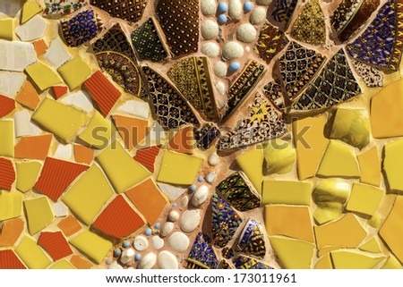 colorful mosaic flooring or walls.