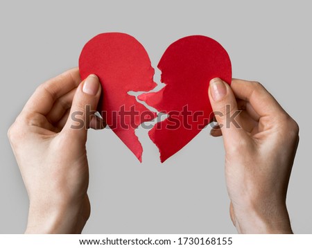 Heart paper broken. Divorce and breakup concept. Royalty-Free Stock Photo #1730168155