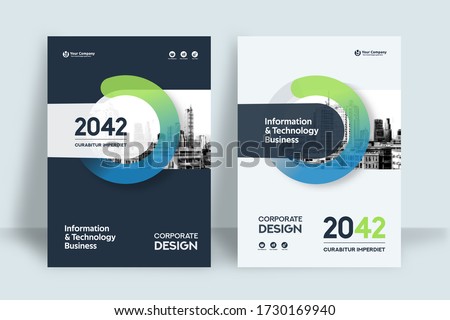 Corporate Book Cover Design Template in A4. Can be adapt to Brochure, Annual Report, Magazine,Poster, Business Presentation, Portfolio, Flyer, Banner, Website. Royalty-Free Stock Photo #1730169940