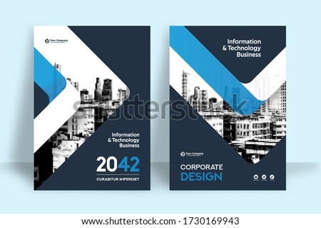 Corporate Book Cover Design Template in A4. Can be adapt to Brochure, Annual Report, Magazine,Poster, Business Presentation, Portfolio, Flyer, Banner, Website. Royalty-Free Stock Photo #1730169943