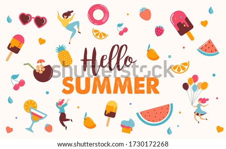 Hello summer abstract background, summer sale banner, poster design. Vector illustration