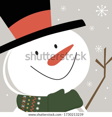 Cute Snowman smile face, Vector illustration