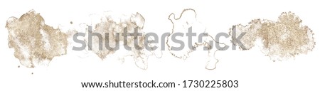 Abstract watercolor golden shapes on white background. Color splashing hand drawn vector painting