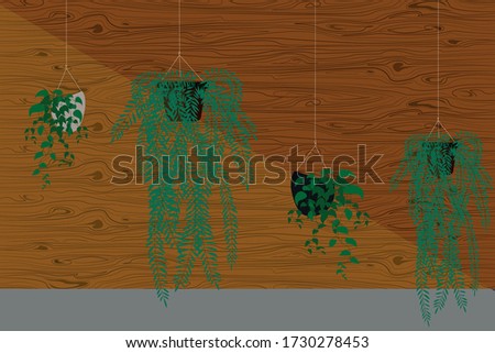 Green ivy in a flower pot On a wooden background