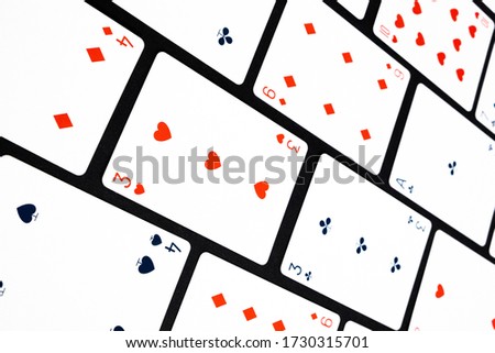 Red, blue and white playing cards