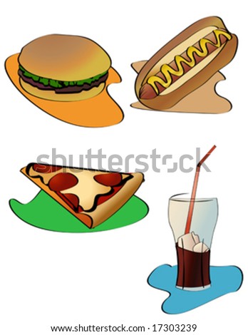 fast food set vector
