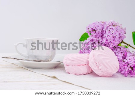 pink desert marshmallow zephyr with lilac flowers