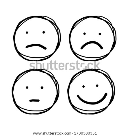 Hand drawn Outline Faces Different Moods doodle style Royalty-Free Stock Photo #1730380351