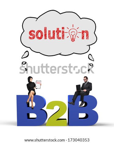 businessman and businesswoman thinking at solution