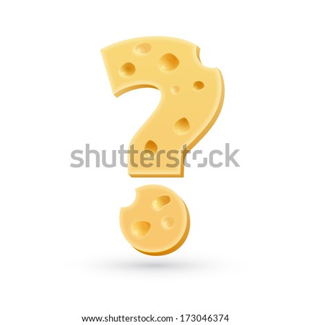 Cheese question mark. Symbol isolated on white. 