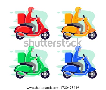 Online delivery service concept, online order tracking, delivery home and office  by scooter